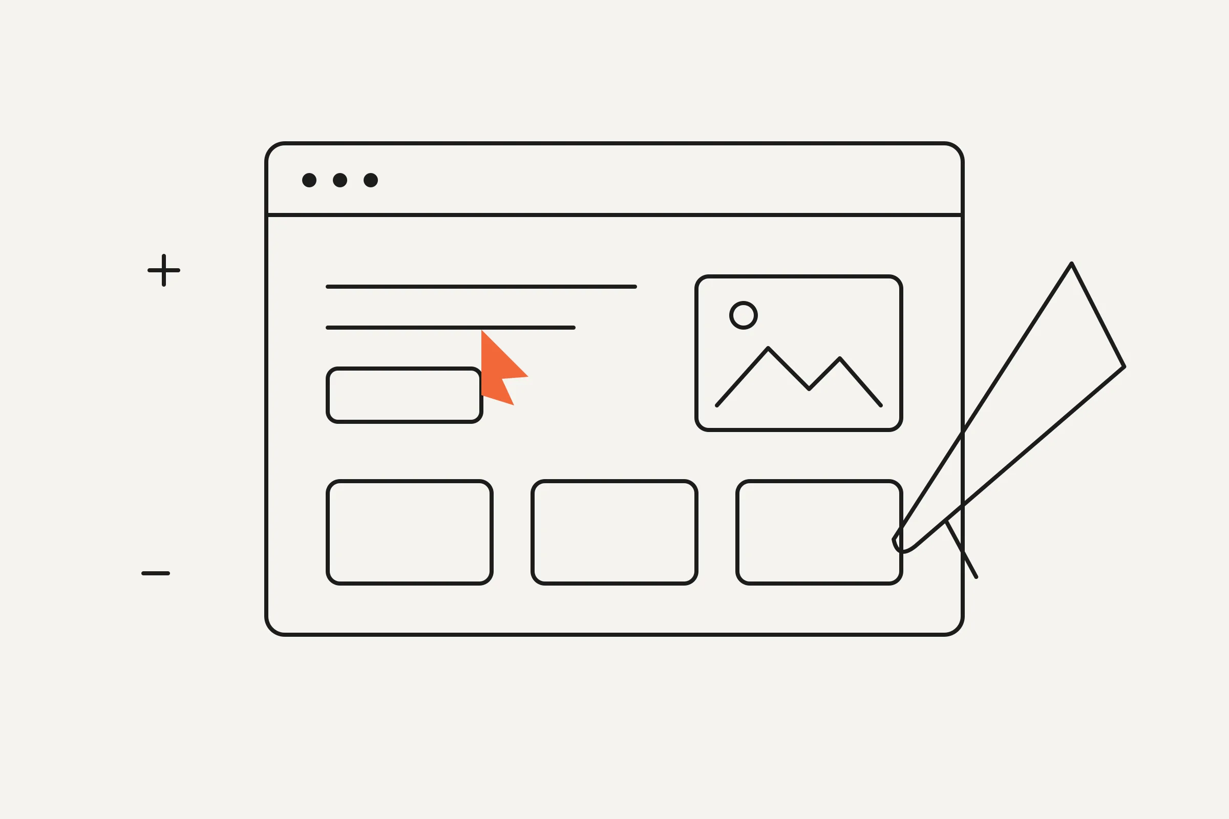 Illustration of a website wireframe with a pencil